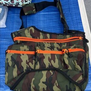 Men's Camouflage Messenger Bag with Orange Zippers